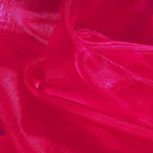 TOLKO 1m Organza Stoffe zum Nähen Meterware | Hauch Zart, Fein, Durchsichtig | zum Dekorieren Basteln 145cm breit | leichter Glanz Stoff für Gardine Vorhänge Tischdecken Deko Schals (Azalee Rot)