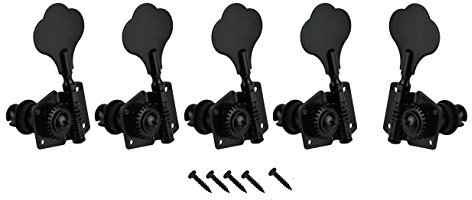 FLEOR 4L1R Mechaniken im Vintage-Stil, für 5 Saiten, E-Bass, Schwarz, 5 Stück