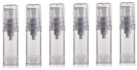 6PCS 5ml Empty Clear Refillable Airless Vacuum Pump Cream Lotion Bottle Portable Make Up Cosmetic Travel Bottles Toiletries Liquid Container for Essence Cleanser Emulsion (5ml)
