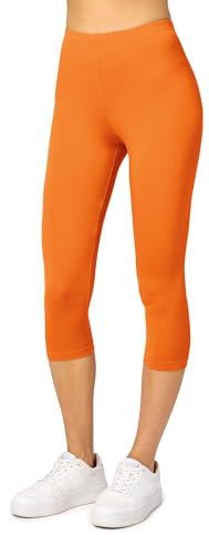 Merry Style Damen Leggings 3/4 Capri Leggings aus Viskose MS10-144 (Orange, L)