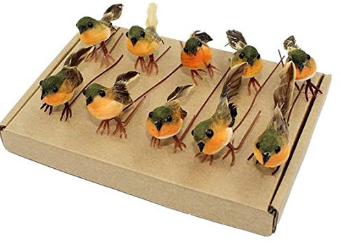 HAORONG 10PCS Robin Bird Christmas Tree Decoration Craft Very Cute Artificial Feather