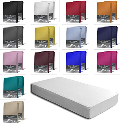 2er Set Jersey Spannbettlaken Spannbetttücher Bettlaken Spannbetttuch weiche Baumwolle mit Rundumgummizug, Farbe: Weiß, Maße: 2er Pack 120-130 x 200 cm