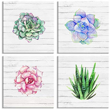 Visario WTD 6617 - Quadro su tela, motivo: piante, 4 x 30 x 30 cm, 4 pezzi