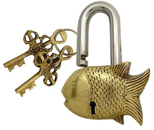 Serrure de sécurité en laiton à deux clés, style ancien, fait à la main, style ancien avec 2 clés | OSNICA