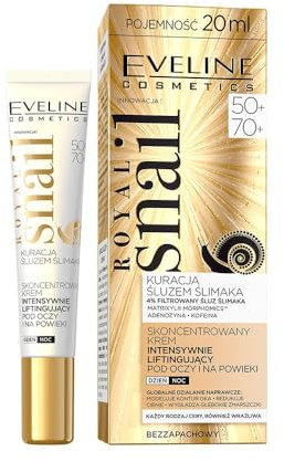 Eveline Cosmetics Royal Snail Augen- & Lidstraffungscreme 50+ 70+ mit PEP-7REPAIR Peptid, Schneckensekretfiltrat & Koffein - Anti-Falten & Straffungsformel