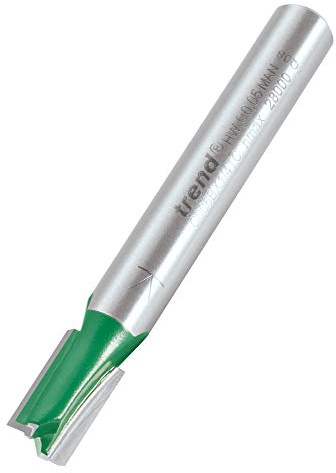 Trend CraftPro Straight Two Flute Router Cutter, 1/4 Inch Shank, 6.3mm | Precision Tungsten Carbide Tipped Cutter With 11mm Cut Length For Clean Straight Routing, C006BX1/4TC