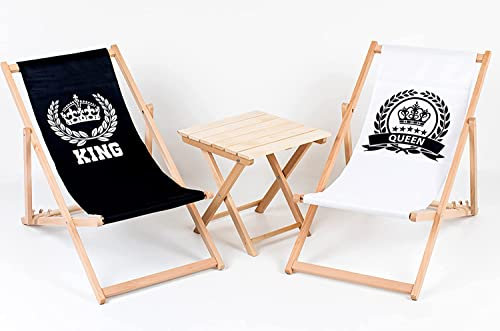 Merino Wool Hartholz Sonnenliege, Liegestuhl, Klappbar, Gartenliege Rückenlehne verstellbar leicht klappbar Garten Balkon Strand Holzklappstühle Naturholz Lounger (2, Gold Queen)