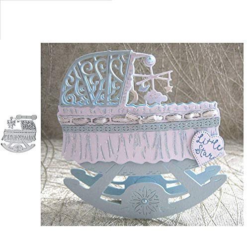 AOLYDA Stanzschablone, DIY handgemachte Geschenke Baby Wiege Metall Stanzformen DIY Scrapbook Prägung Papier Karten Stanzschablone – Silber