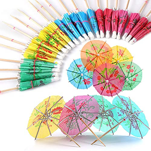 Sombrillas de Cóctel,50 PCS Paraguas de Papel Paraguas de Cóctel Decoración Sombrillas Accesorios de Cóctel para Bar Bebidas Frutas Comida Vino Fiesta Muticolores 10CM