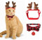 PETLESO Katzen Weihnachtskostüm Weihnachten Geweih-Kopfbedeckung und Katzenhalsband für Katzen Welpen Weihnachtsoutfit Weihnachten für Katzen/Kleiner Hund