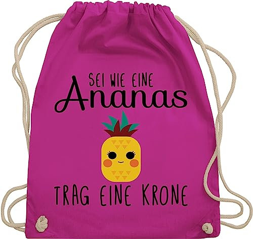 Shirtracer Turnbeutel Rucksack - Manga & Comic Zubehör - Sei wie eine Ananas - Unisize - Fuchsia - sportbeutel+spruch sprüche beutel baumwollbeutel mit kordel mit spruch sprueche stoffbeutel