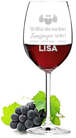 polar-effekt Weinglas graviert Füllvolumen 460 ml - Geschenkidee für Trauzeuge - Hochzeit, Heirat - Weinkelch für Weinliebhaberin - Romantisches Geschenk - Motiv Willst du Meine Trauzeugin Sein?