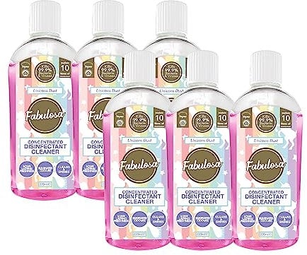 Fabulosa 4 in 1 Concentrated Antibacterial Disinfectant All Purpose Cleaner, 220ml, 6 pack, Unicorn Dust