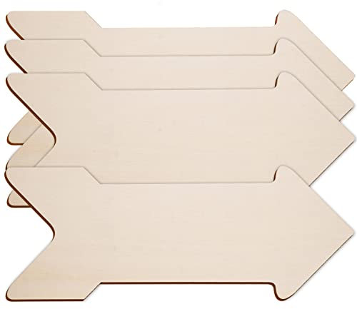 4 Stück Holzpfeilform Ausschnitte unlackierter Pfeil Holzschild Blankopfeil hängende Holztafel Große Holzpfeil Ausschnitt Scheibe für DIY Handwerk Urlaub Zuhause Schild Dekoration Ornament, 4 Stück