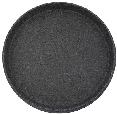 The HC Companies Terrazzo Soucoupe Ronde en Plastique pour Pots de Fleurs d'intérieur et d'extérieur 48 x 48 x 4,2 cm, Granit Noir
