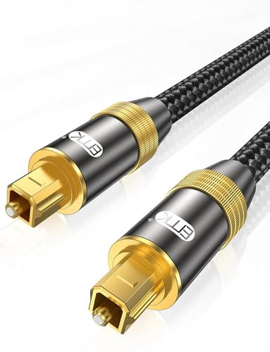 EMK Cable audio óptico, cable toslink Fibra óptica digital cable óptico macho a macho S/PDIF Enchufe dorado de 24K cables ópticos para barra de sonido, altavoz, cine en casa, TV (Negro, 3 metros)
