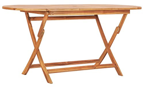 INLIFE Klappbarer Gartentisch 160×80×75 cm Teak Massivholz,Braun,20.8KG