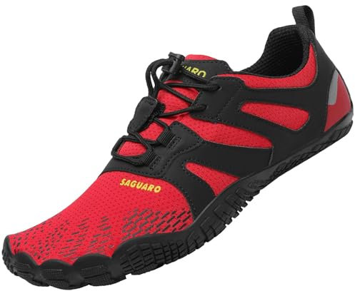 SAGUARO Chaussures Minimalistes de Barefoot Homme Shoes de Trail Femme Five Fingers Rouge 43