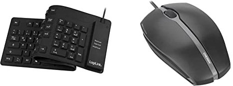 LogiLink ID0019A - Flexible & wasserfeste Tastatur 109 Tasten, Schwarz & Cherry GENTIX Corded Optical Mouse, kabelgebundene Maus mit 3 Tasten und hochauflösenden optischem 1000 DPI Sensor, schwarz