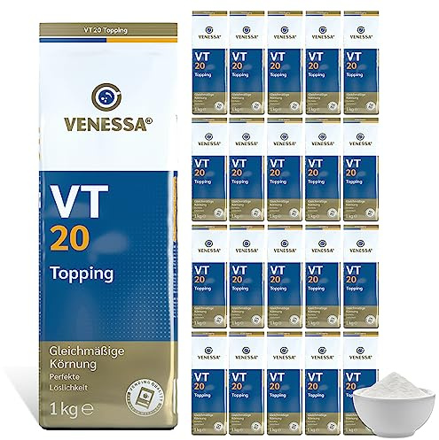 Venessa VT20 Topping 20 x 1kg, Milchpulver zur Verfeinerung von Kaffee Latte & Milchkaffee, 20er Vorratspackung, Kaffeevollautomaten & Vending geeignet (enthält 20% Magermilchpulver)