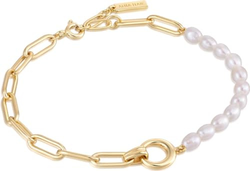 ANIA HAIE Damen Armband PEARL POWER aus 925 Sterling Silber, besetzt mit 11 Süßwasserperlen, Länge 16,5 cm + 2 cm, inkl. Geschenkverpackung