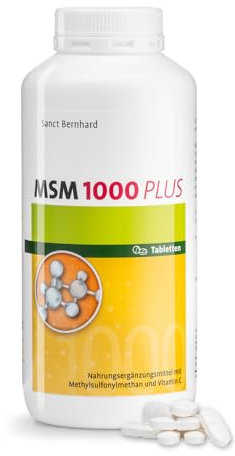 Sanct Bernhard MSM-1000-PLUS-Tabletten | Methylsulfonylmethan & Vitamin C | Vegan | 500 Tabletten