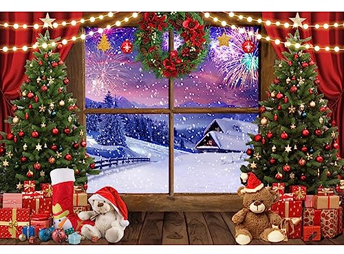Weihnachtsbaum 220x150cm Hintergrund Frohe Weihnachten Thema Holztür Fotografie Hintergrund Winter Schnee Szene Neujahr Fotografie Hintergrund Fotostudio Stand Prop