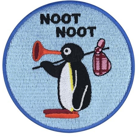 Urbanski Patch Süßer Pingu Noot Noot zum Aufbügeln 7,4 x 7,4 cm | Aufnäher Applikation Bügelbild