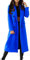 Manteau élégant en laine pour femme - Trench à double boutonnage - Long revers - Couleur unie - Col rabattu - Manteau léger et coupe-vent, bleu, M