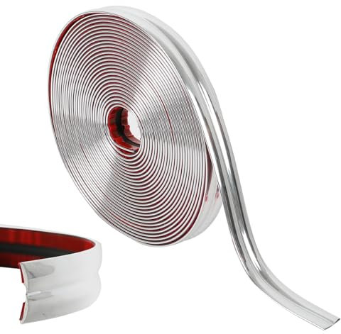 Zierleisten Selbstklebend,10M Flexible Knickleiste PVC Abschlussleiste Selbstklebend Deckenleisten Stuckleisten Wand Fliesenkante und Eckendekor - Schälen und aufkleben (Silber)