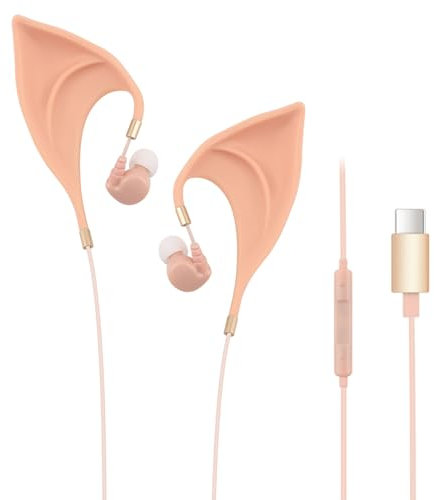 URIZONS Elfe USB C In-Ear Kopfhörer für Kinder – Elegantes Design der Elfenohren Typ C Kopfhörer mit Draht, Ultra-weich, entzückende Cosplay Kopfhorer Spirit Kostüm für Huawei/Samsung