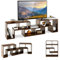 COSTWAY Meuble TV Bois 6 Compartiments en 3 Pcs Modulaire, Meuble TV Angle Extensible 134-180cm pour TV 65 au Max, Étagère Bibliothèque Modulaire pour Salon, Chambre, Bureau (Marron Rustique)