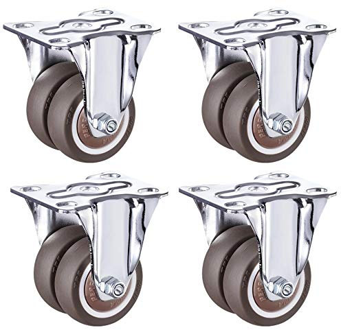 Packung mit 4 Möbelrollen, 1,5/2 Zoll Lenkrolle, Gummirollen mit Bremse, 360 Grad drehbar, mit oberer Montageplatte, für Fliesen, Teppichböden, Kinderbetten, Stummschaltung (Farbe: Ausrichtung, Größe: