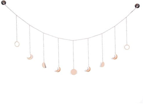 Mondphasen Wandbehang 144cm - Gold Girlande, Boho Style Wanddeko, Handgemachte Gehämmerte Mond Kette Mit Anhänger