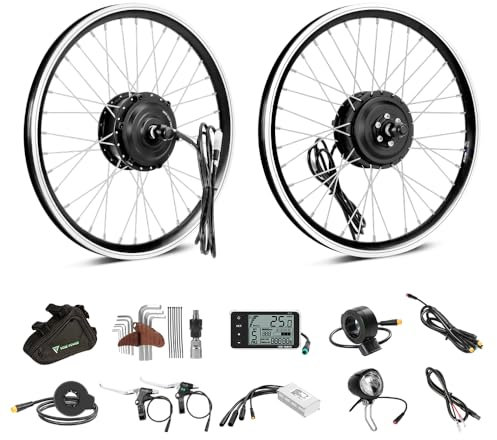 SHIMOST 20 Zoll E-Bike Umbausatz Conversion Kit 36V250W Frontmotor für Vorderrad mit Scheinwerfer, Controller, LCD, PAS Sensor, Daumengas