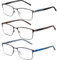 DJOLENSA Set di 3 occhiali da lettura 2.5 con filtro luce blu per uomo, occhiali da lettura in metallo per uomo, anti-affaticamento/riflesso/UV