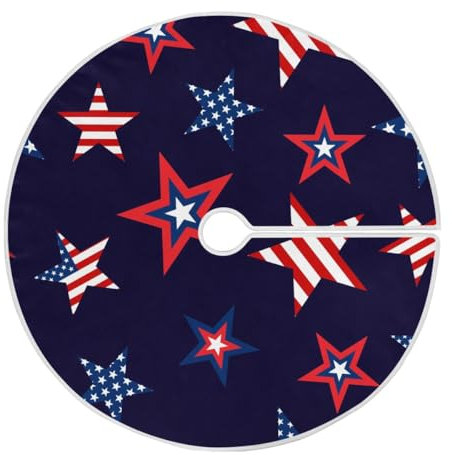 Amerikanische Flagge mit Sternen, 121,9 cm Weihnachtsbaumrock, weiche Weihnachtsbaummatte für Party-Dekoration, Urlaubsdekoration, Weihnachtsdekoration, Innen- und Außenbereich
