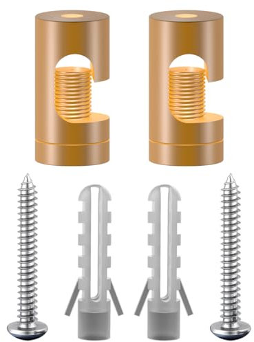 OASHISU 2 Stück Aluminiumlegierung Aufputz-Kabelhalter für Lampe Zweiteilige Wand- und Deckenpins für Textilkabel Deckenbefestigung Affenschaukel DIY mit Schrauben und Dübeln, Gold