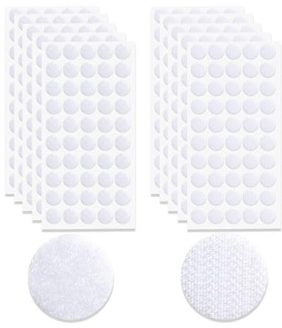 UBRAVE 500 piezas Adhesivo Redondo Monedas,Adhesivo Redondo,Lunares Cintas Autoadhesivo Puntos,Gancho y Bucle Puntos Autoadhesivo, para Bricolaje, Manualidades, Pegar Fotos, Sobres(Blanco)