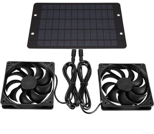 Solar Panel Fan Kit, 10W Solar Powered Fan, 12V Waterproof Dual Exhaust Fan, For Camping RV Greenhouse Pet House Chicken House
