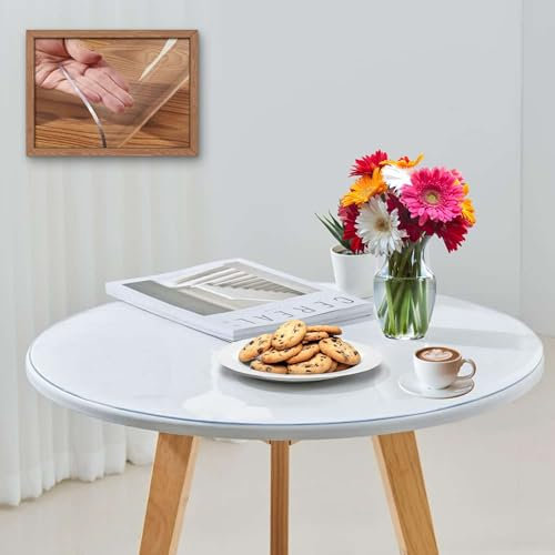 Artwelt Tischdecke Transparent Rund Tischfolie Glasklar Folie Outdoor Tischschutz Wasserdicht Abwaschbar Polyvinylchloride Folie Wunschmaß Fettdicht Tischschutzfolie Durchmesser 105cm