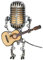 DUSUL Vintage Microphone Guitar Robot Lamp With Dimmer - Handmade Retro Metal Mini Night Light Table Steampunk Lamp for Bedroom, Office Home Decoration (Red)