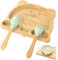 Coptiner Ventosa para bebés,Set de vajilla para bebés,Bandeja con ventosa,Plato Niño,Bandeja de Bambú con Venta,Set de Destete para Bebés a partir de 3 MesesNo Deslizante (Oso)