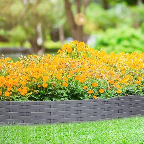 arvioo Rasenkante, Beeteinfassung mit Dornen, Abgrenzen den Rasen von Beeten, Formbar, UV-Beständig, Werkzeugelose Schneller Einbau, aus Kunststoff, Ratten Gartenpalisade, 1 m pro STK (Grau, 5 STK)