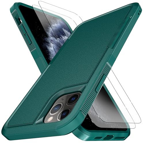KaiMai for iPhone 11 Pro Max Case, [10 FT Military Grade Drop Protection] [Non-Slip] [2 pcs TPE HD Screen Protector] Heavy Duty Full-Body Shockproof Case for iPhone 11 Pro Max 6.5“-Green