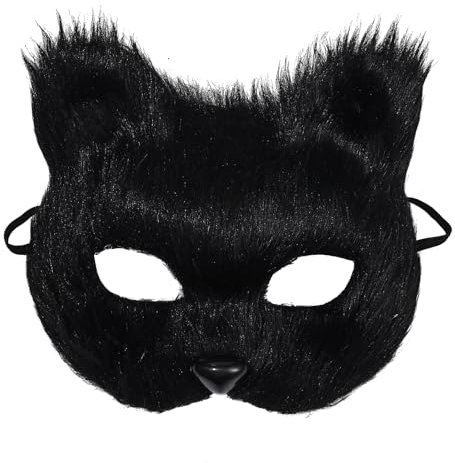 JewelryWe Bärenmaske Tiermaske Maskerade Maske: Schwarz Bär Gesicht Maske Halloween Pelzige Bärengesichtsmaske Bionische Fellmaske Karneval Cosplay Party Kostüm für Damen Herren