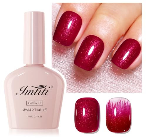 Imtiti Glitter Gel Nail Polish, Red Glitter Gel Sparkle, Long Lasting, Nail Art Starter Manicure Salon DIY at Home for Women (0.34 Fl Oz)