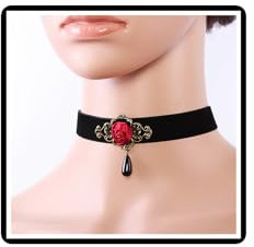 Dishowme Pearl Rose Flower Choker Necklace Gothic Velvet Lace Collar Necklace Vintage Faux Pearl Royal Jewelry for Women (Black A)