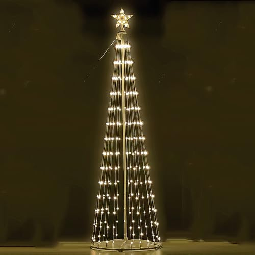 Albero di Natale cm 240 bianco caldo alimentato con pannello solare o corrente con 290 Luci Micro LED esterno o interno