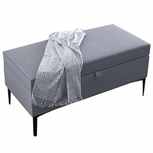 DLNTXFDG Ottomanischer Fußhocker, 47,2 Zoll, rechteckiger Ottoman mit Stauraum und anhebbarer Platte, gepolsterter Stoff-Couchtisch für Wohnzimmer, Schlafzimmer, Moderne Ottomane (Farbe: Hu